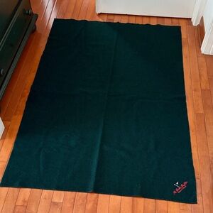 Woolrich Forest Green Wool Blanket with Red Logo:          THE BALBOA BAY CLUB
